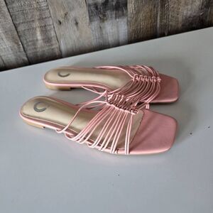 Journee Collection Adorra Strappy Slide Sandals Size 7.5 Pink Comfort Foam Insol